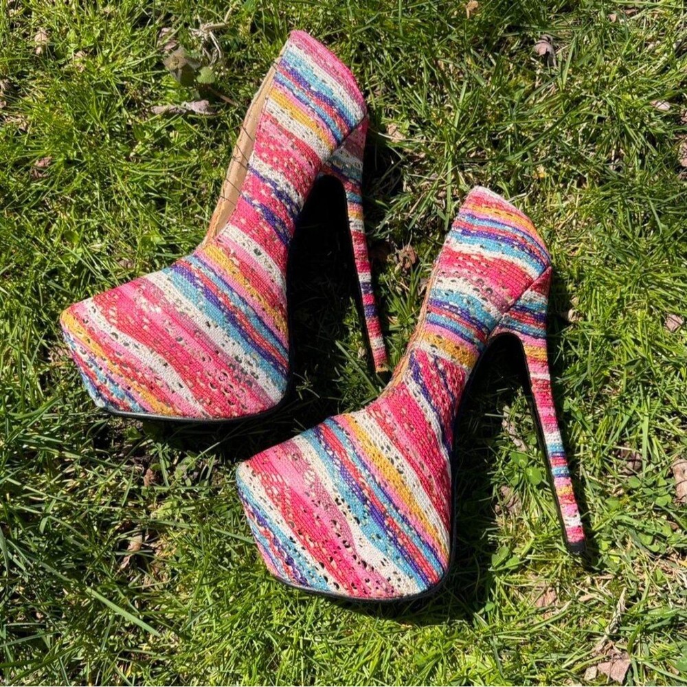 2000s Vintage Alba Multicolored Platform Heels